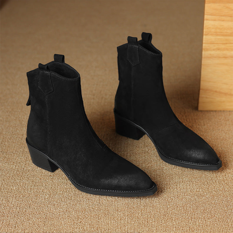 Boots For Women | Ankle Block Heel With Pull Tabs