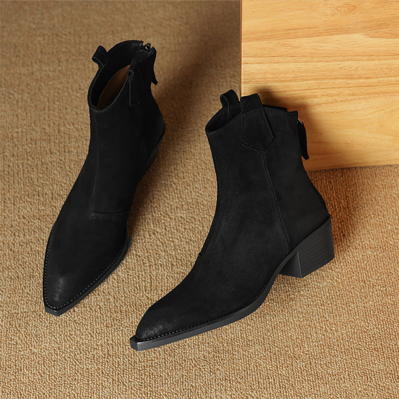 Boots For Women | Ankle Block Heel With Pull Tabs
