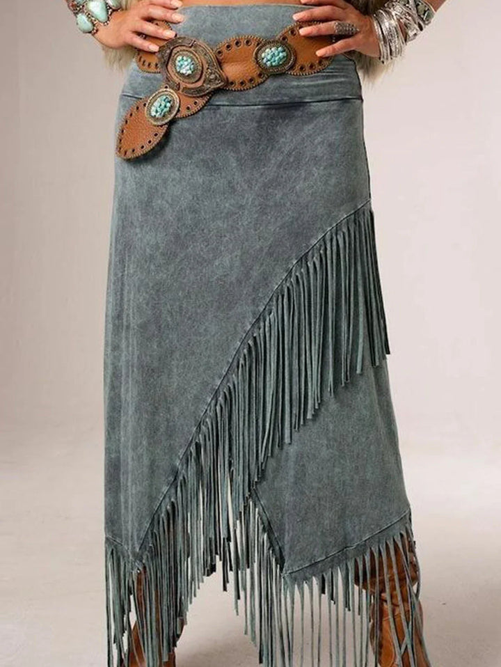 Women's Skirt | Asymmetrical Maxi Fringe Detail