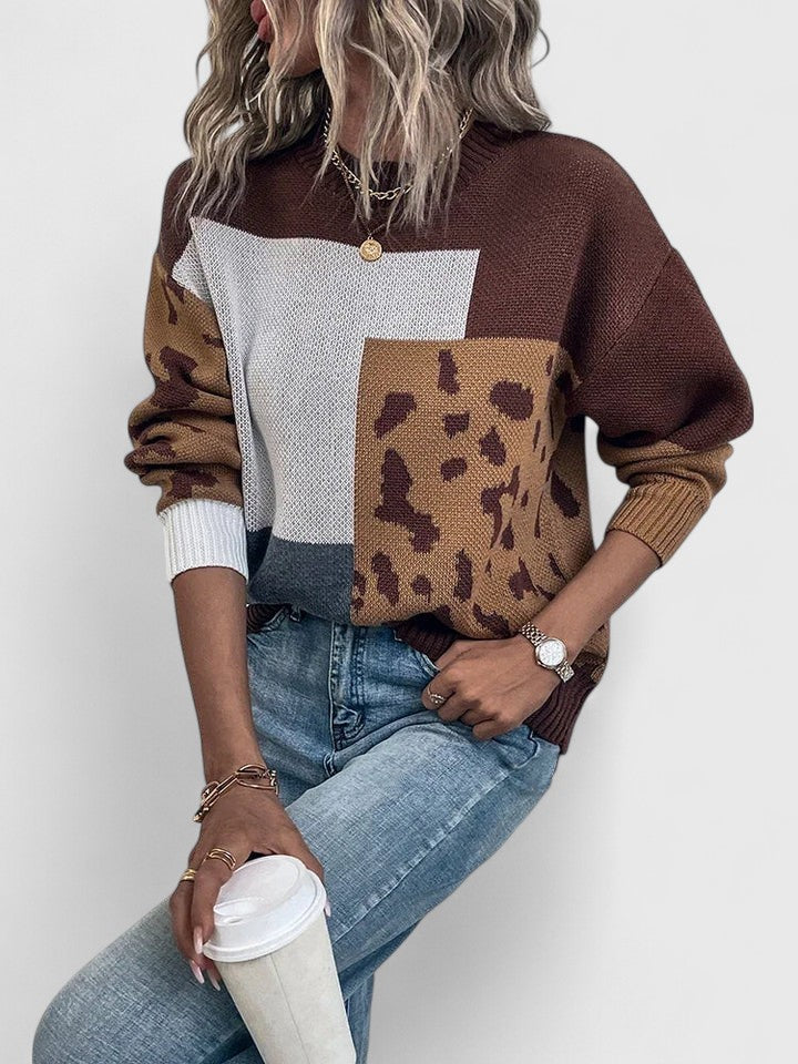 Women's Sweater | Animal Style Patterned Panels
