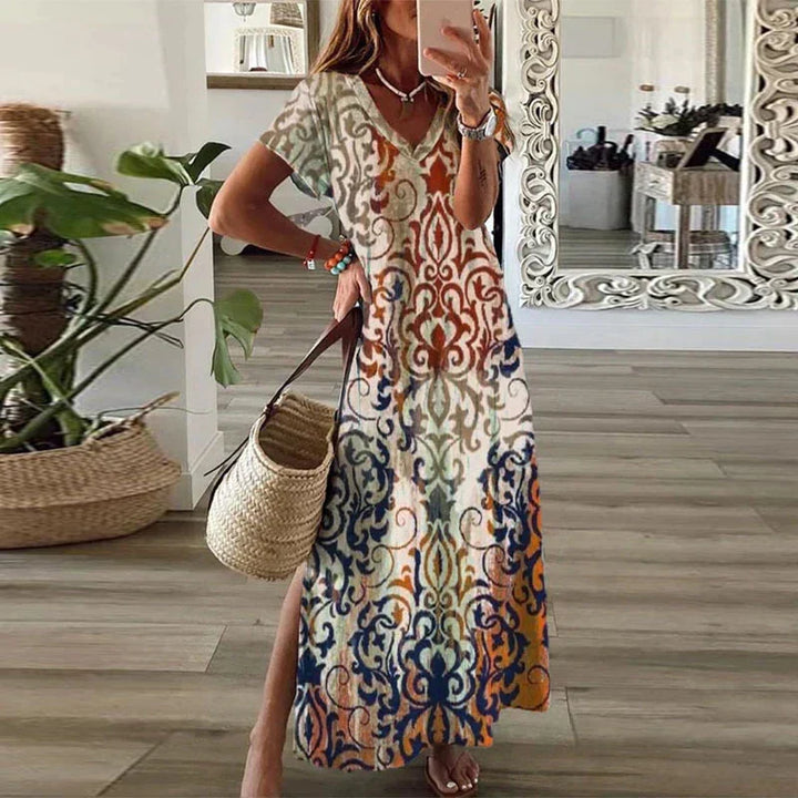 Women's Boho Maxi Dress | Short Sleeve