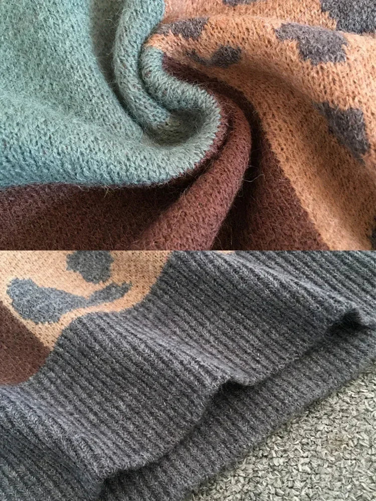 Women's Sweater | Animal Style Patterned Panels