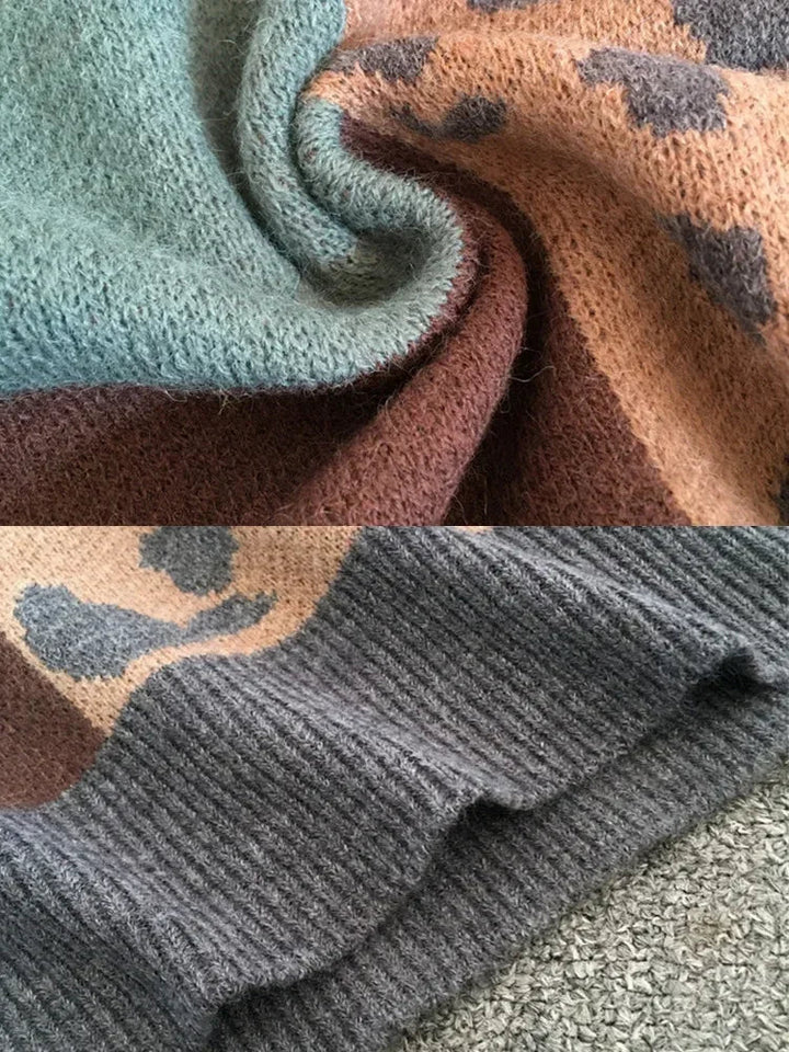 Women's Sweater | Animal Style Patterned Panels