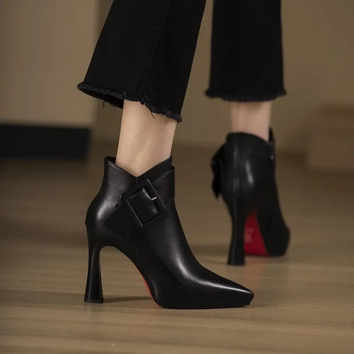 Boots For Women | Pointed Toe Ankle Stiletto Heel With Buckle