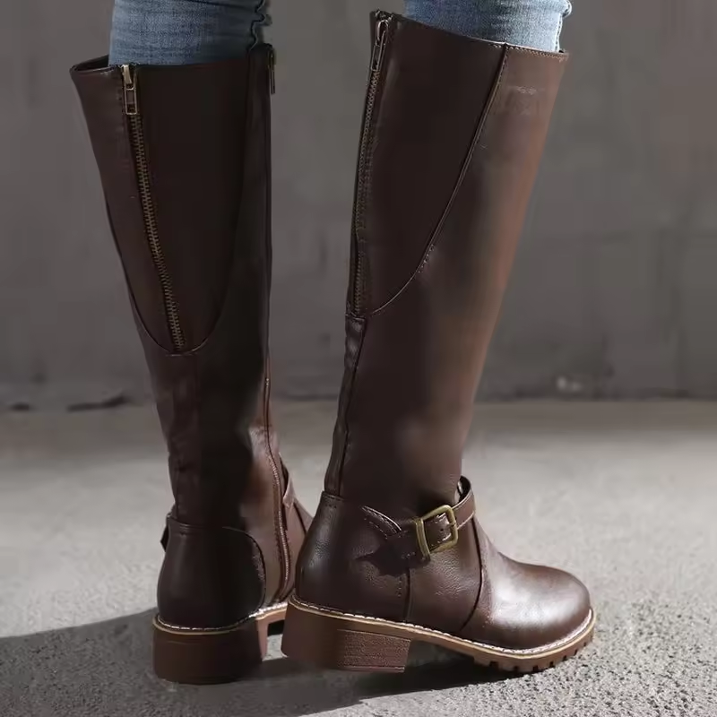 Boots For Women | Knee High Flat Heel With Buckle Strap