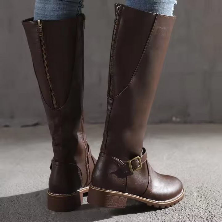 Boots For Women | Knee High Flat Heel With Buckle Strap
