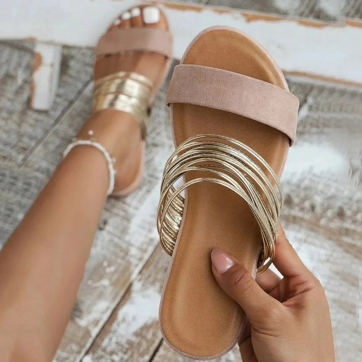 Sandals For Women | Open Toe Slide With Multi Band Detail