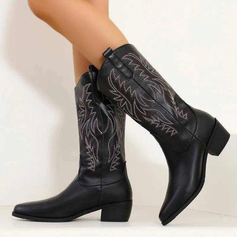 Cowboy Boots for Women | Mid-Calf Block Heel