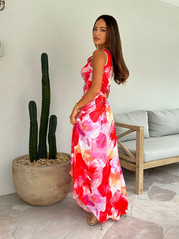 Women's Wedding Guest Maxi Dress | Pleated Floral