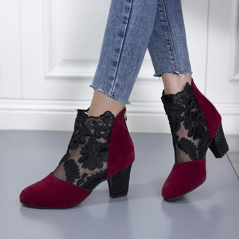 Boots for Women | Block Heel Ankle Panel Detail