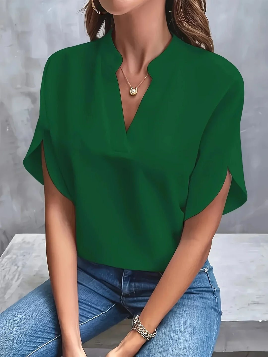 Women's Blouse | Short Sleeve Split Neckline