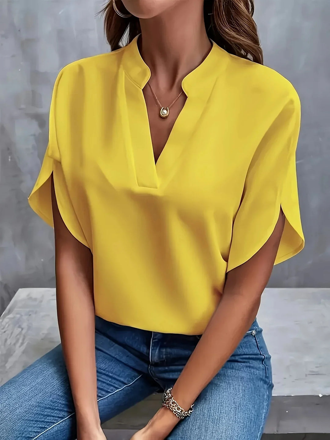 Women's Blouse | Short Sleeve Split Neckline