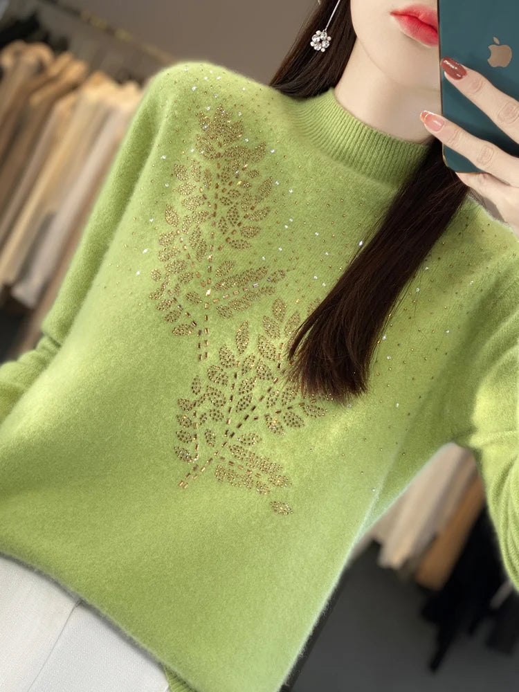 Women’s Sweater | Embellished High Neck