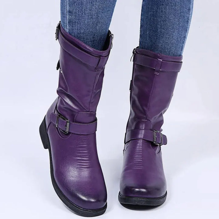 Boots for Women | Mid-Calf Buckle Block Heel