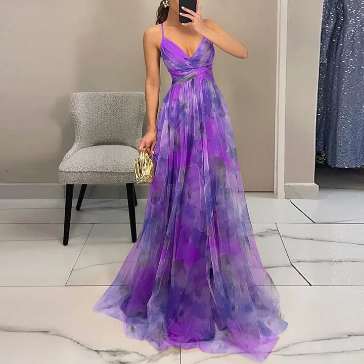 Women's Wedding Guest Maxi Dress | Floral Pleated