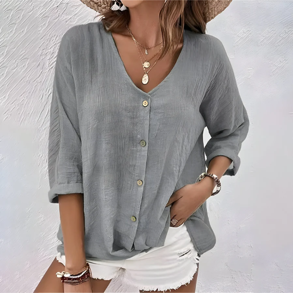 Women's Blouse | V-Neck Button Front
