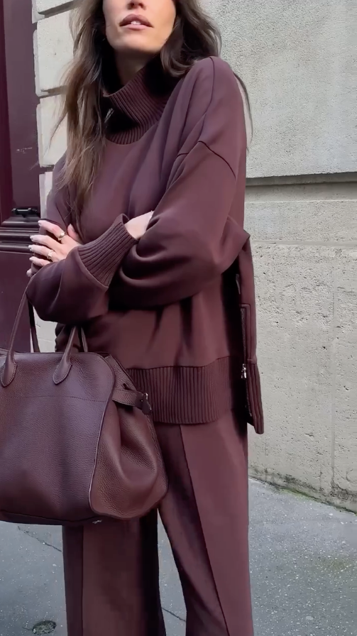 Women's Outfit Set | Long Sleeve Top Wide Leg Pants