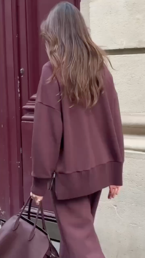 Women's Outfit Set | Long Sleeve Top Wide Leg Pants