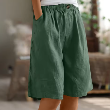 Women's Shorts | Elastic Waist Loose Fit Pocket