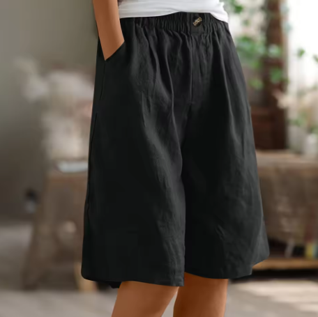 Women's Shorts | Elastic Waist Loose Fit Pocket