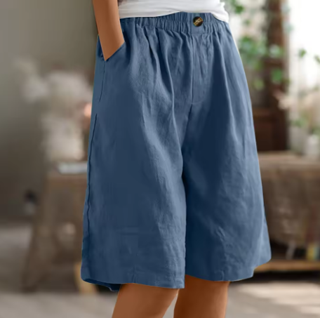 Women's Shorts | Elastic Waist Loose Fit Pocket