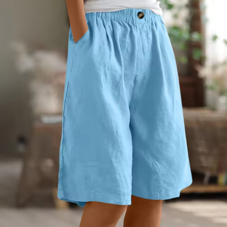 Women's Shorts | Elastic Waist Loose Fit Pocket