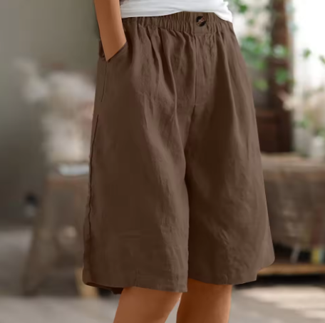 Women's Shorts | Elastic Waist Loose Fit Pocket