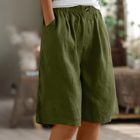 Women's Shorts | Elastic Waist Loose Fit Pocket