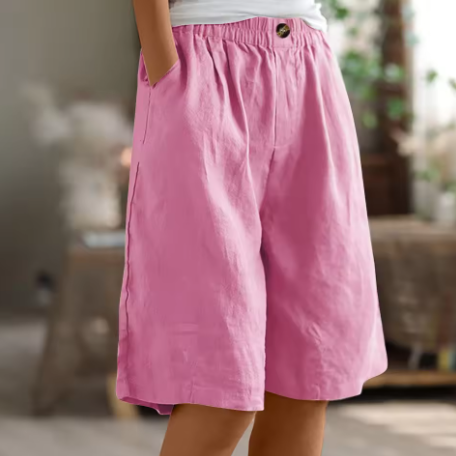 Women's Shorts | Elastic Waist Loose Fit Pocket