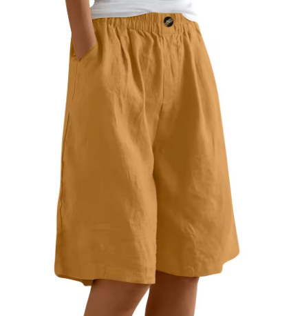 Women's Shorts | Elastic Waist Loose Fit Pocket