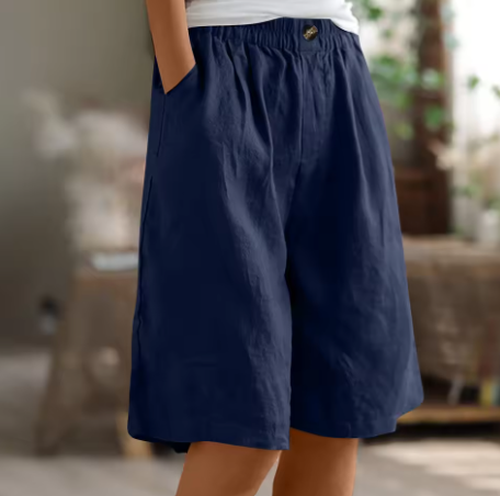 Women's Shorts | Elastic Waist Loose Fit Pocket