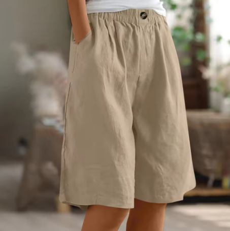Women's Shorts | Elastic Waist Loose Fit Pocket