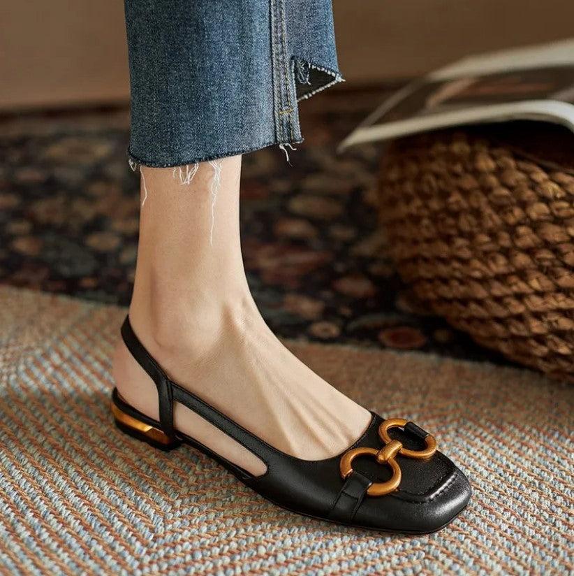 Flats For Women | Slingback Square Toe Detail