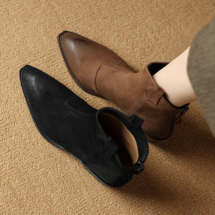 Boots For Women | Ankle Block Heel With Pull Tabs