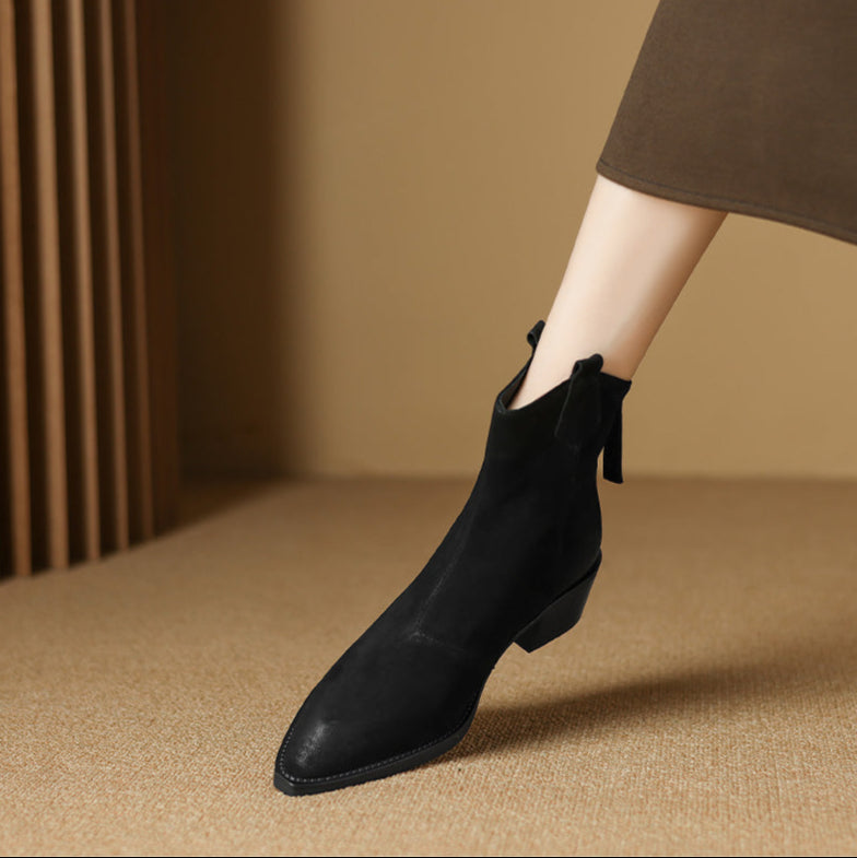 Boots For Women | Ankle Block Heel With Pull Tabs