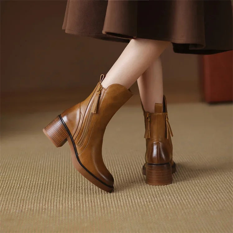 Boots for Women | Mid-Calf Side Zip Tassel