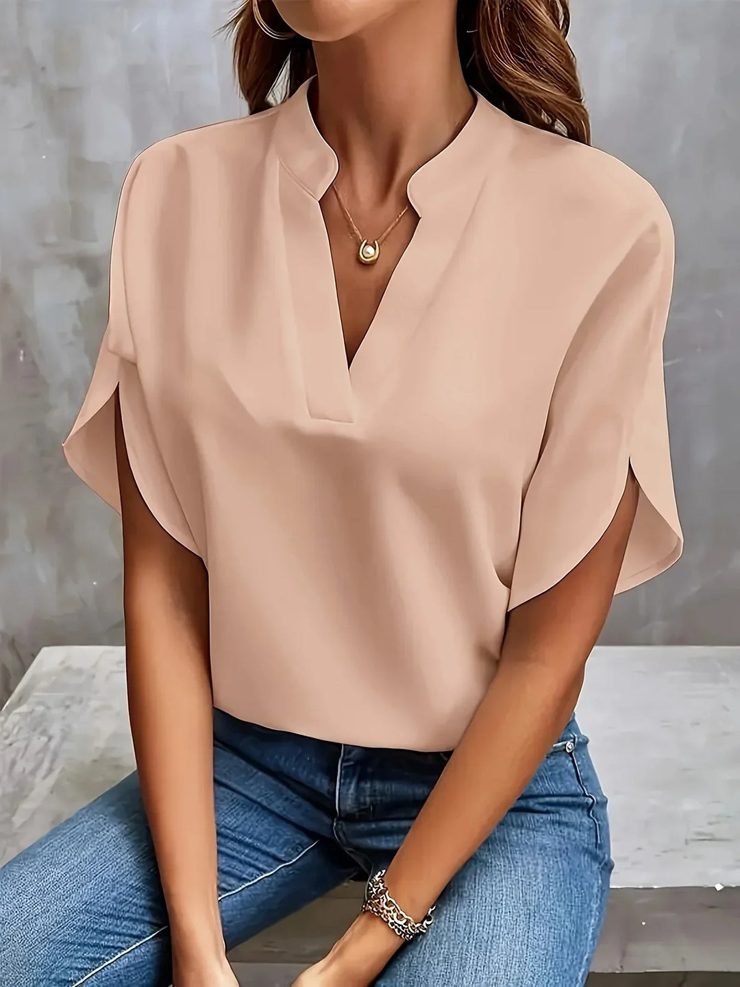 Women's Blouse | Short Sleeve Split Neckline