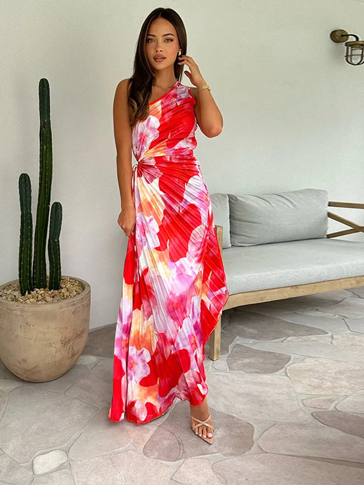 Women's Wedding Guest Maxi Dress | Pleated Floral