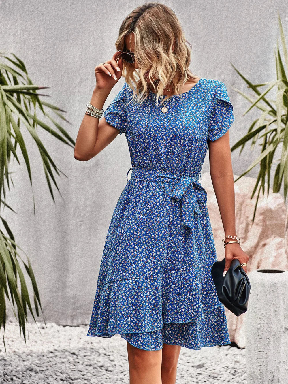 Women’s Summer Dress | Floral Tie Waist Midi