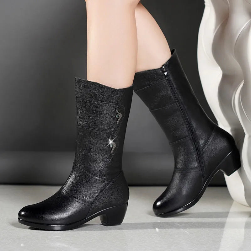Boots For Women | Mid-Calf Low Heel Design