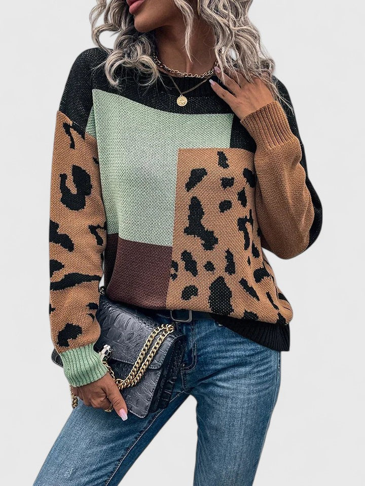 Women's Sweater | Animal Style Patterned Panels