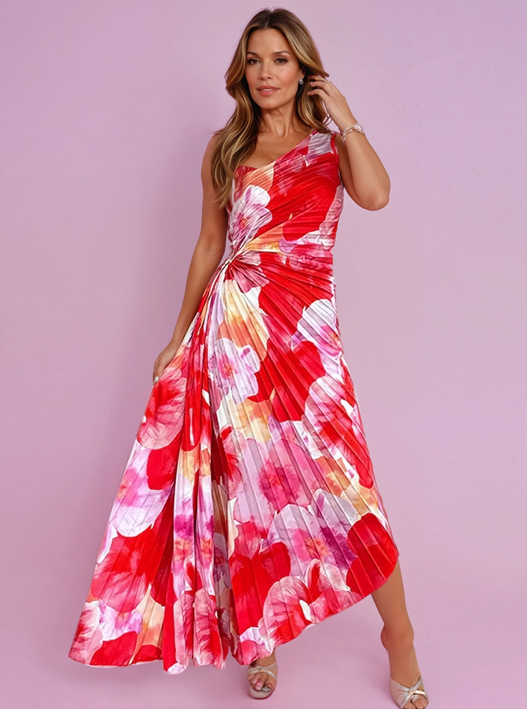 Women's Wedding Guest Maxi Dress | Pleated Floral