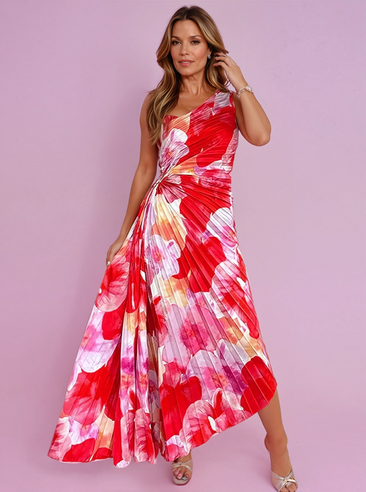 Women's Wedding Guest Maxi Dress | Pleated Floral