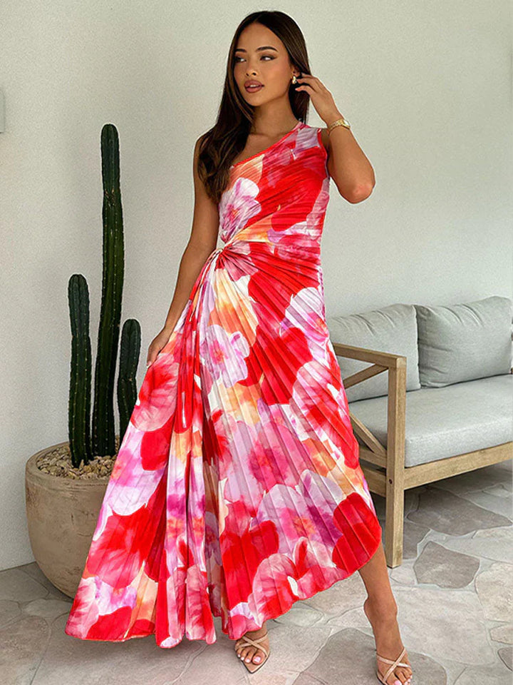 Women's Wedding Guest Maxi Dress | Pleated Floral