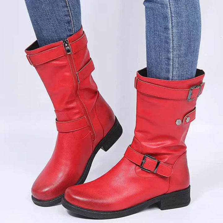 Boots for Women | Mid-Calf Buckle Block Heel