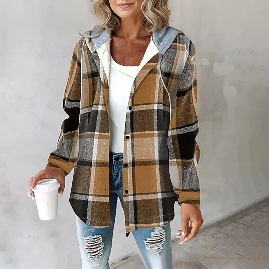 Women's Jacket | Hooded Plaid Long Sleeve