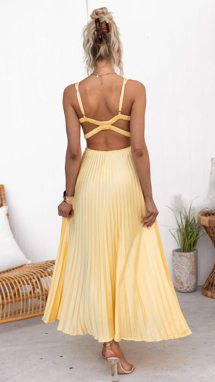 Women’s Dress  | Pleated V-Neck Maxi