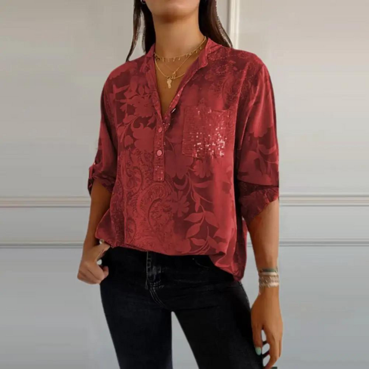 Women’s Blouse | Floral Pattern Collared