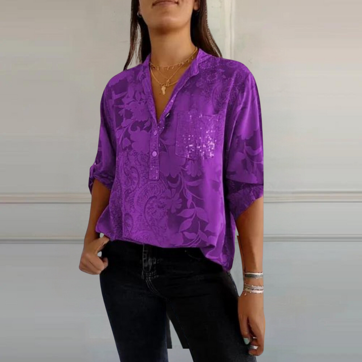 Women’s Blouse | Floral Pattern Collared