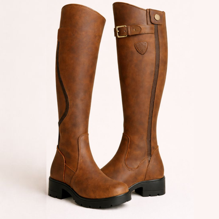 Boots For Women | Side Zip Knee High With Block Heel